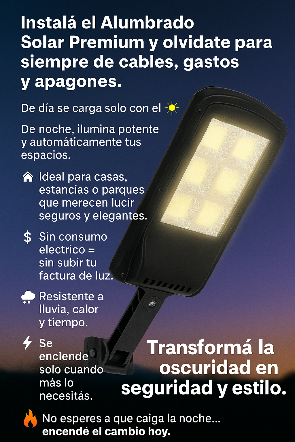 ALUMBRADO LED CON PANEL SOLAR